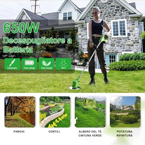 Detalle 2 de Ginzyaiy Desbrozadora eléctrica a batería 4 en 1 con 2 baterías 21 V y cabezal giratorio 90°