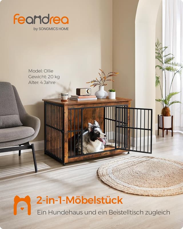 Detalle de Feandrea Hundekäfig 2 Türen für 32 kg