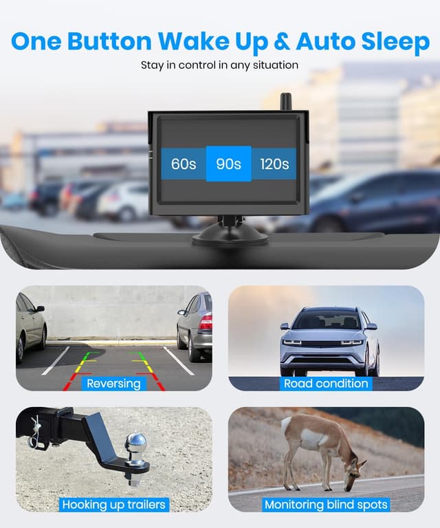 Detalle 2 de AUTO-VOX Solar Wireless Backup Camera System with 5-Inch 1080P HD Monitor