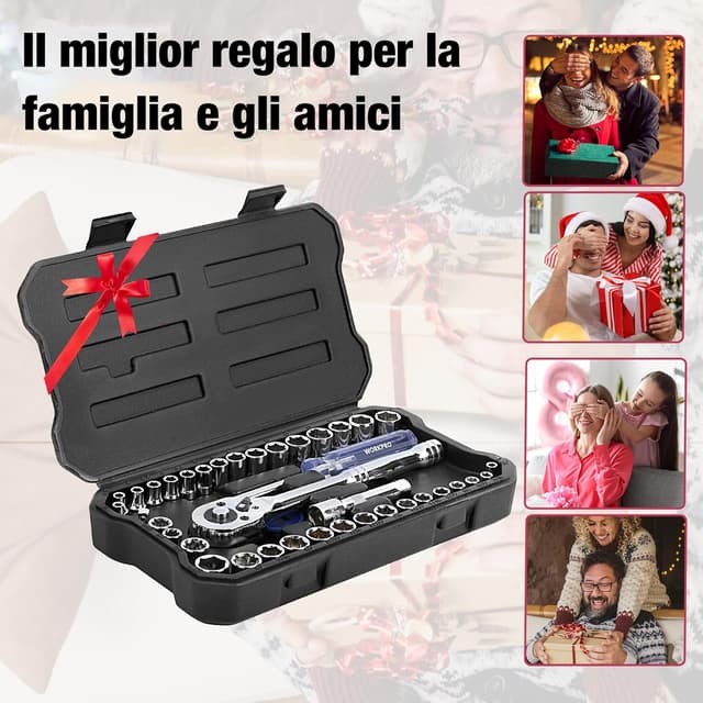 Thumbnail 6 de WORKPRO Cofanetto prese Cr-V 1/4" e 3/8" con cricchetto a sgancio rapido (39 pezzi)