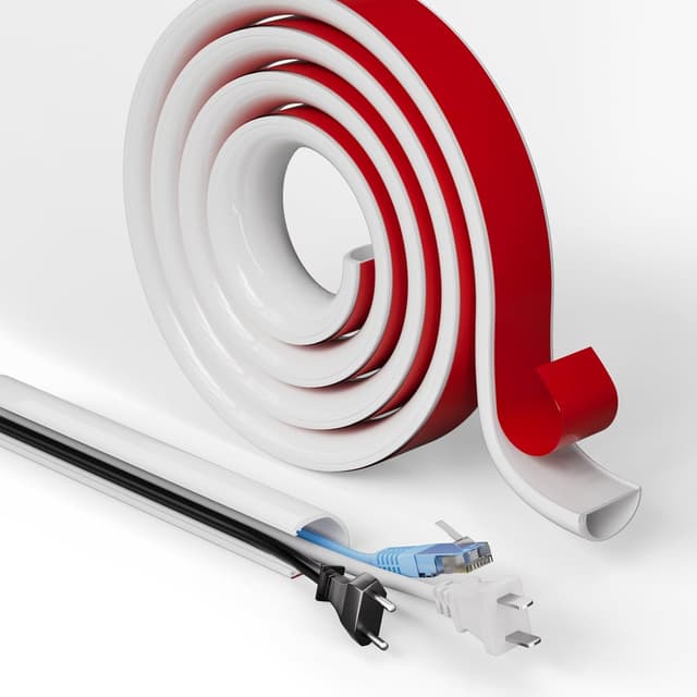 Detalle de Weißer selbstklebender Kabelkanal aus Silikon – flexible Kabelabdeckung, 3 m Länge (27 × 15 mm, für 2–3 Kabel)