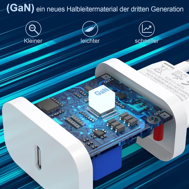 Detalle de 25W USB-C Adapter, 3er Pack für iPhone 16, 15, 14, 13, 12 – PD 3.0