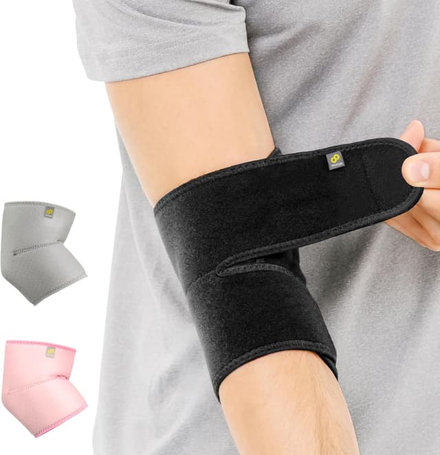 Detalle de BRACOO Elbow Support Brace (ES10) – Adjustable Neoprene Sleeve for Tennis, Golf, Pickleball & Gym