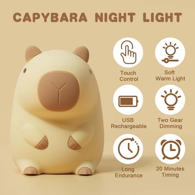 Thumbnail 2 de URAQT Capybara Nachtlicht