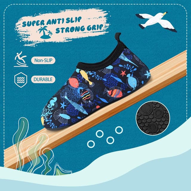 Detalle de Kids Water Shoes for Toddlers & Children – Quick Dry Non-Slip Aqua Socks (92% Polyester / 8% Spandex)