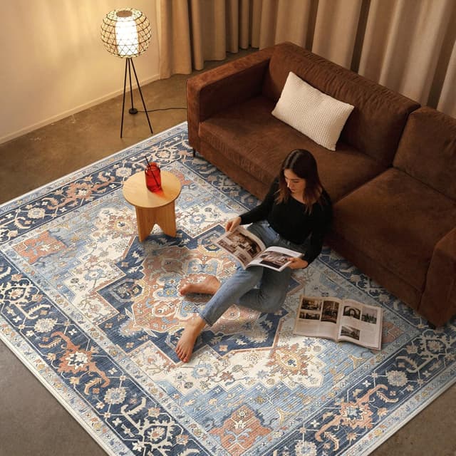 Detalle de BEIMO Tapis vintage très grand lavable 200x290 cm avec envers antidérapant