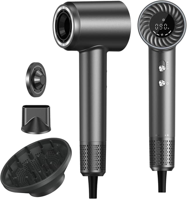 Detalle de Hair Dryer with 150,000 RPM Brushless Motor, 500M Negative Ions, ThermoControl & Magnetic Nozzle/Diffuser