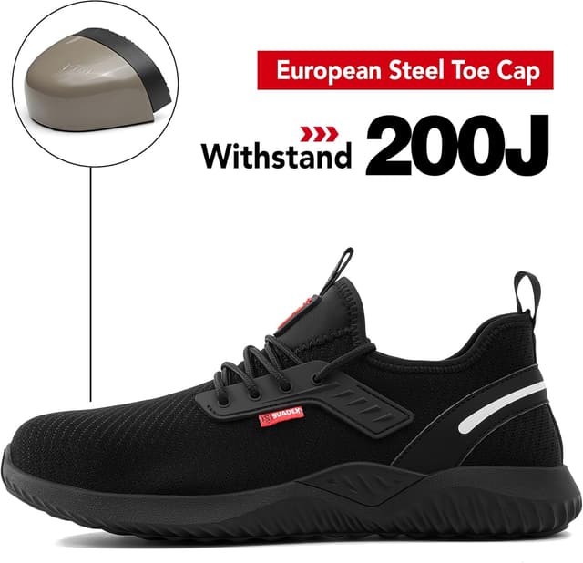 Detalle 2 de SUADEX Mens & Womens Steel Toe Cap Trainers – lightweight puncture resistant non-slip safety shoes