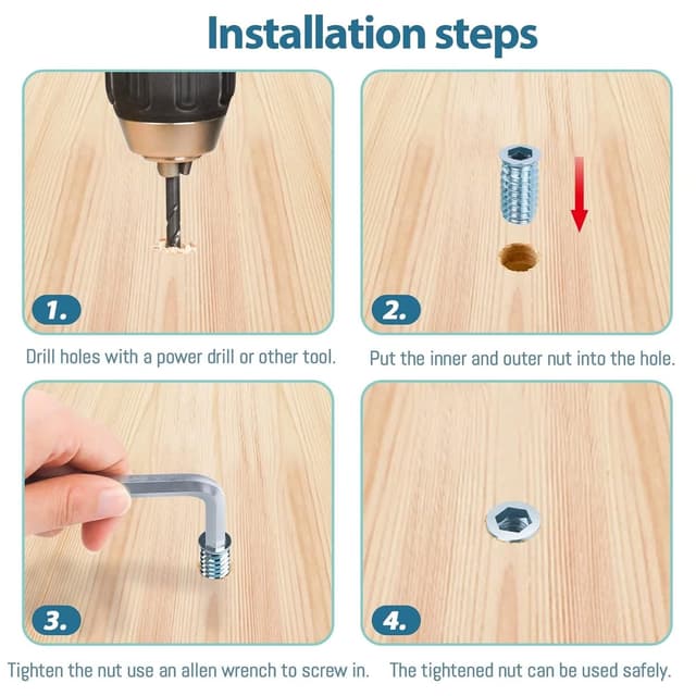 Detalle 2 de Einschraubmutter M6x20mm für Holz, 40 Stück