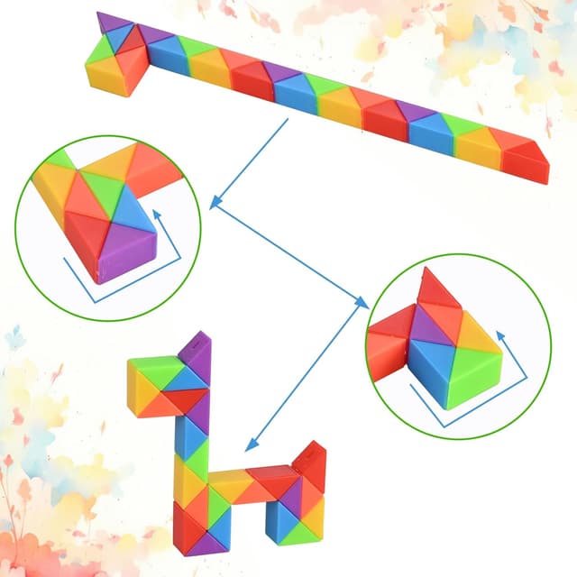 Detalle de GOLDGE 24-Pack Mini Fidget Snake Cube Puzzle Toys (Rainbow Colors) for Kids & Teens
