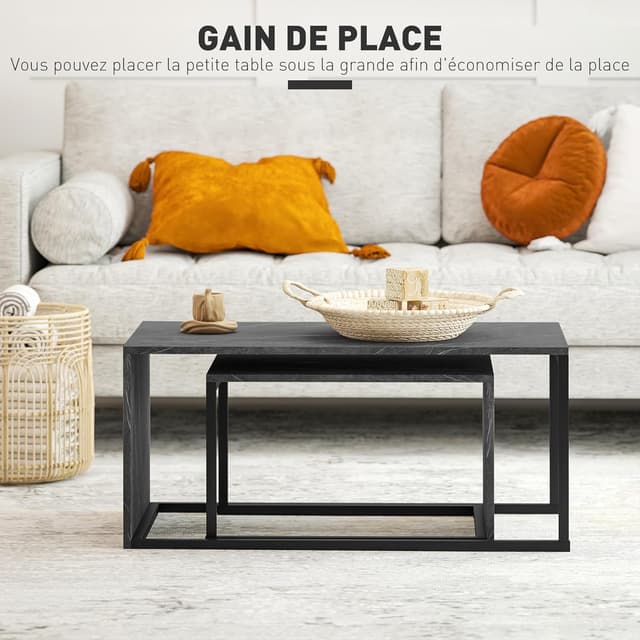 Thumbnail 6 de HOMCOM Lot de 2 Tables Basses gigognes 90 cm