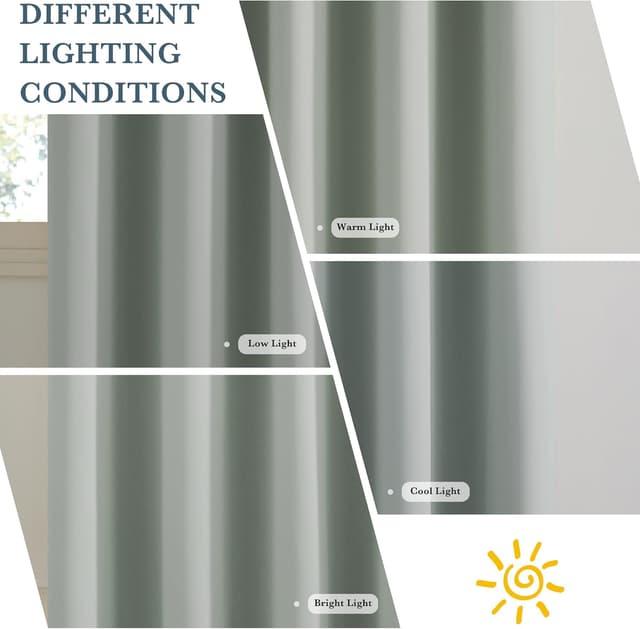 Detalle de PONY DANCE 100% blackout thermal pencil pleat curtains (sage green) – rod pocket, 2 panels