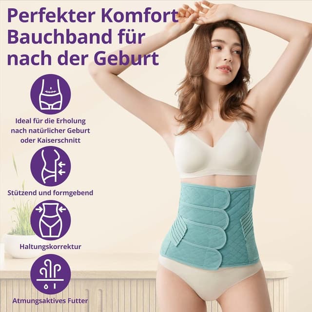 Detalle 2 de JOYNCLEON Bauchgurt Schwangerschaft grün mit Hüftband