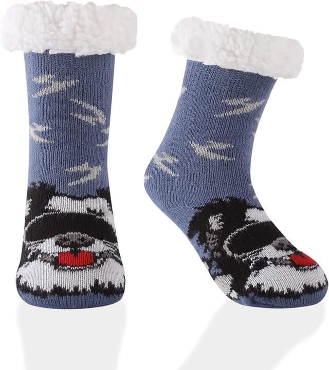 Detalle de HERYEBING Kuschelsocken für Jungen und Mädchen – warme Winter-Hüttensocken mit Anti-Rutsch