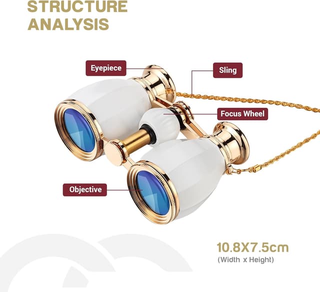 Thumbnail 6 de Opera Glass Theatre Glass 4x 30mm binoculars with gold chain – 4 x 30 mm antique-style theatre binoculars