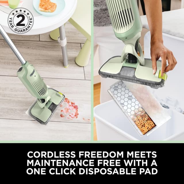 Detalle de Shark VacMop 2-in-1 Cordless Hard Floor Vacuum Spray Mop (VM200UKGN) with 6 Disposable Pad Refills