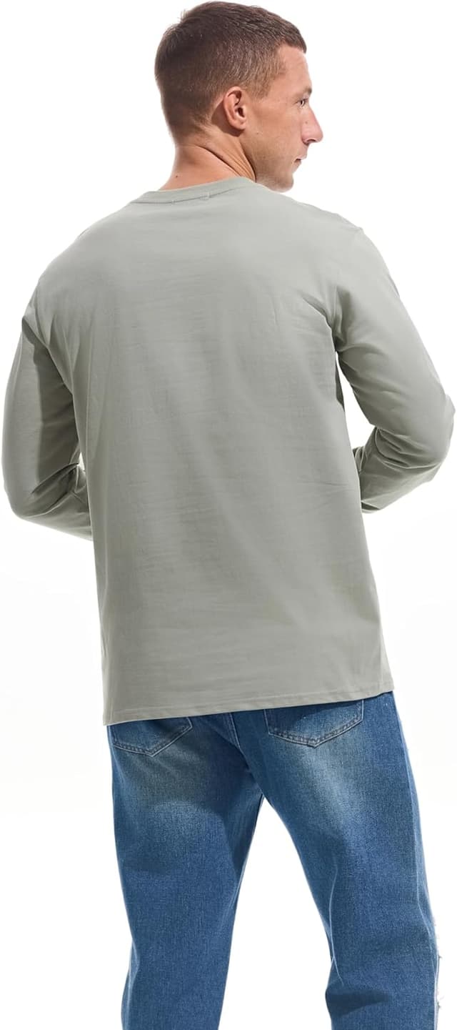 Detalle 2 de VEIISAR Herren dickes Rundhals-Langarmshirt aus 100% Baumwolle (Heavy Duty, pre-shrink)