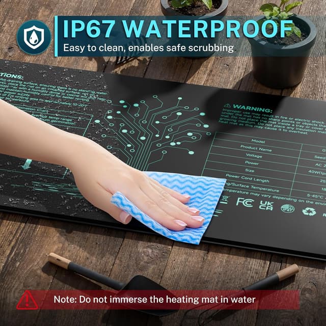 Detalle de HG Power Tapis chauffant avec thermostat 110W – lot de 2 (53 x 25 cm) avec contrôleur