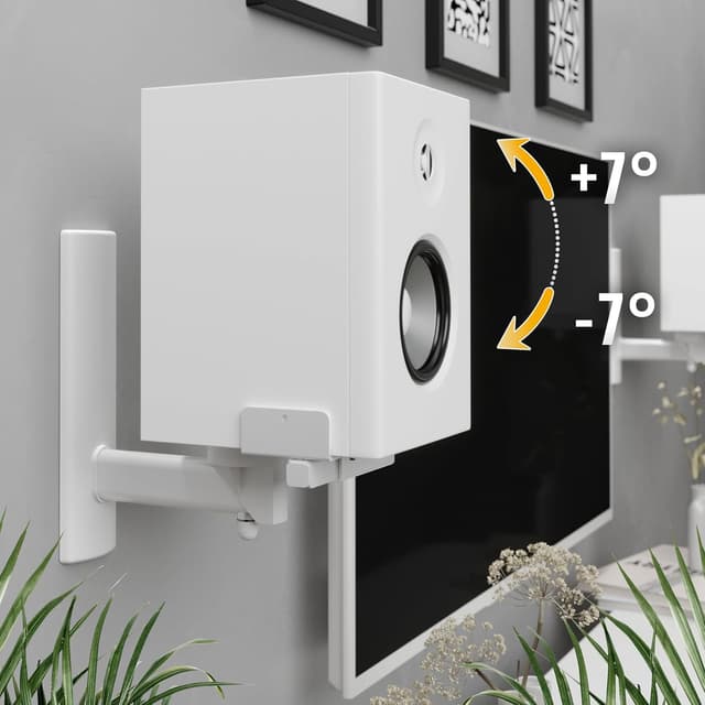 Detalle 2 de RICOO Support mural inclinable et orientable pour enceinte LH023-W (universel) – 2 pièces, blanc
