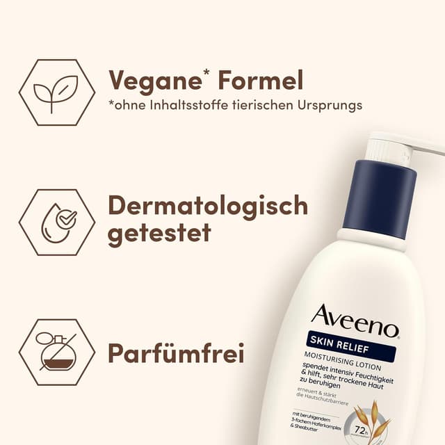 Detalle 2 de Aveeno Skin Relief Bodylotion parfümfrei – beruhigende Feuchtigkeit für sehr trockene Haut