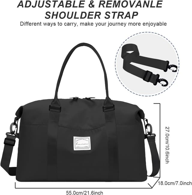 Detalle 2 de VMIKIV Sports Gym Bag women’s travel duffle bag with wet pocket, 27L capacity