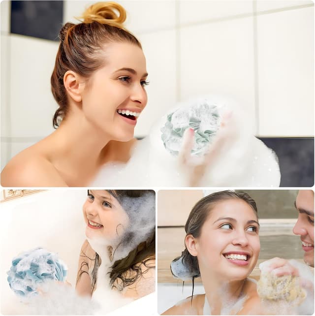 Detalle 2 de Yoget 4 Pack Shower Loofah Sponge (60G Bath Sponges) for Exfoliating, Cleansing & Smoother Skin