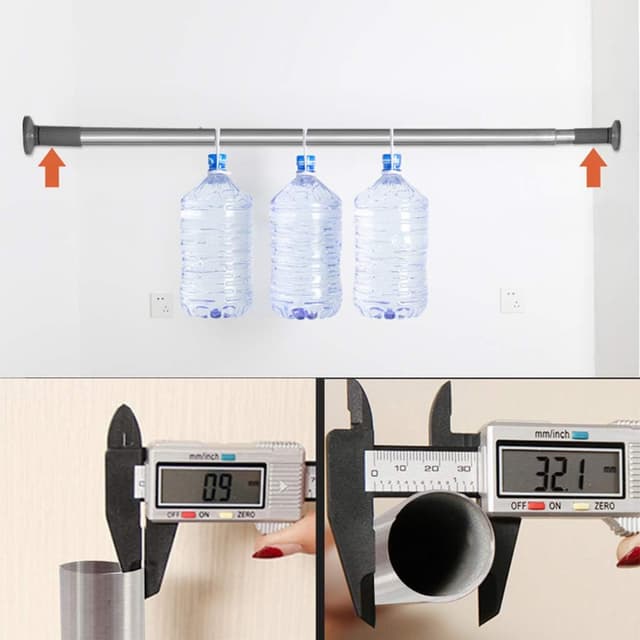 Detalle 2 de Tringle à rideau extensible SuoAirNuo 92–430 à tension (acier inox) sans perçage, diamètre 32 mm