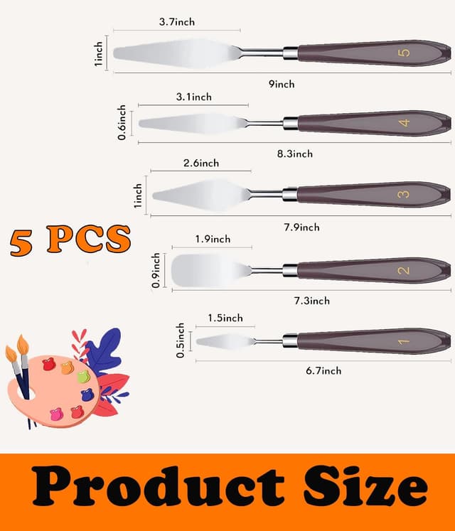 Detalle de ROMINVIC Strukturpaste & Spachtel-Set (11-teilig) für Acrylmalerei – 5 Palette Messer + 6 Abstreifermesser