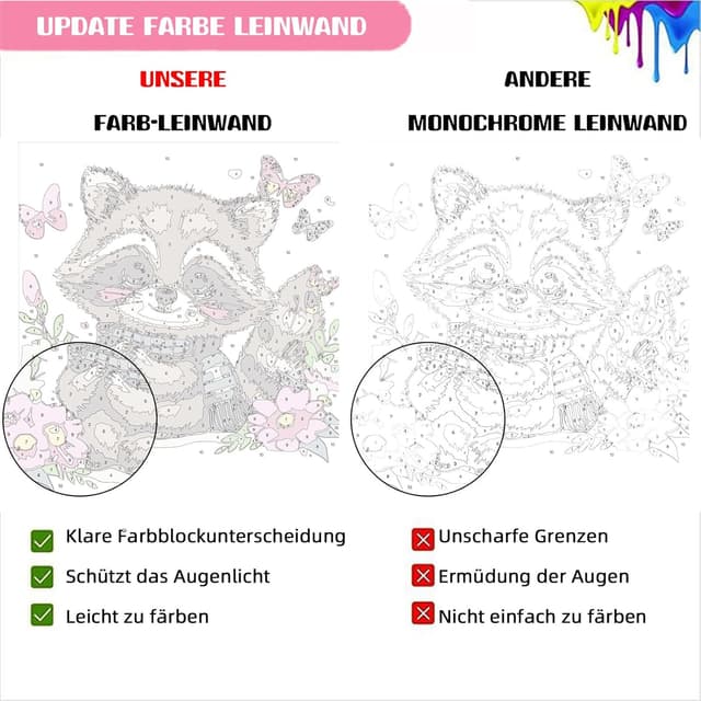 Detalle de Pujeknm Tiere Malen nach Zahlen 20x20 cm