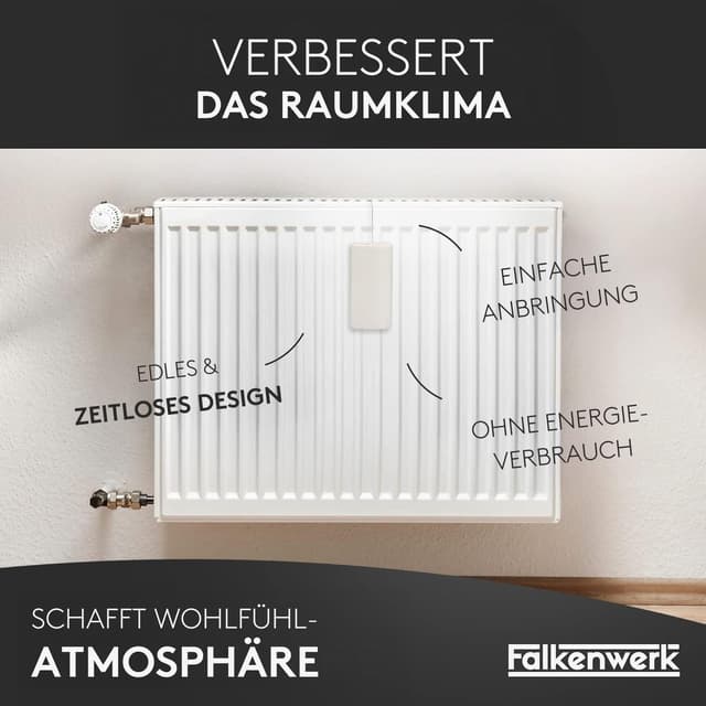 Detalle de FALKENWERK universelle Keramik-Heizkörper-Luftbefeuchter (3 Stück) mit flexiblem Aufhängehaken – ohne Strom, passend für alle Heizungen