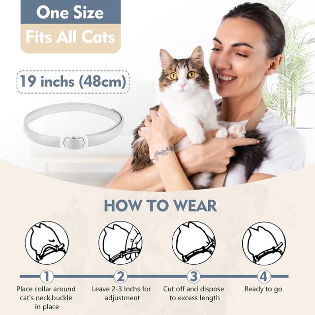 Detalle de Collier anti-puces pour chats réglable et imperméable (48 cm) – protection jusqu’à 12 mois, huiles essentielles