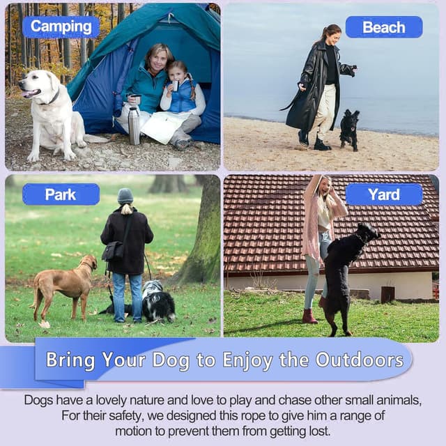 Detalle de Mi Metty Dog Tie Out Cable (Chew Proof) – Heavy-duty runner lead for large dogs up to 125lb, blue, 10ft (3m)