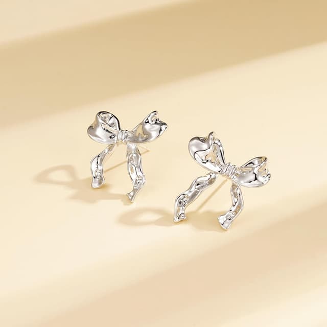 Detalle de 925 Silver Bow Earrings 2.3 cm