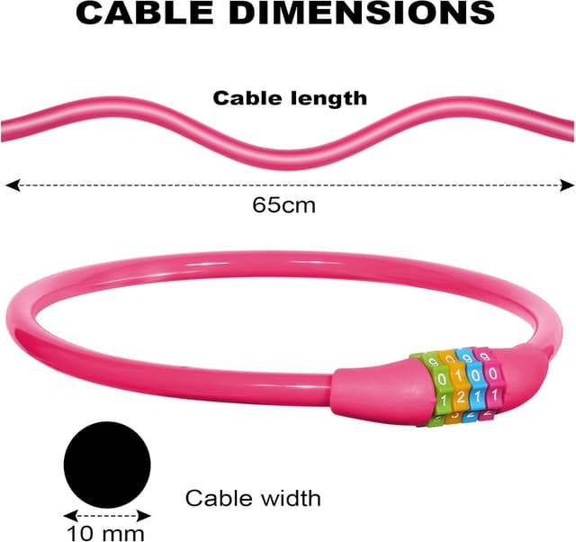 Detalle 2 de Ainiv 4-Digit Bicycle Lock 65cm