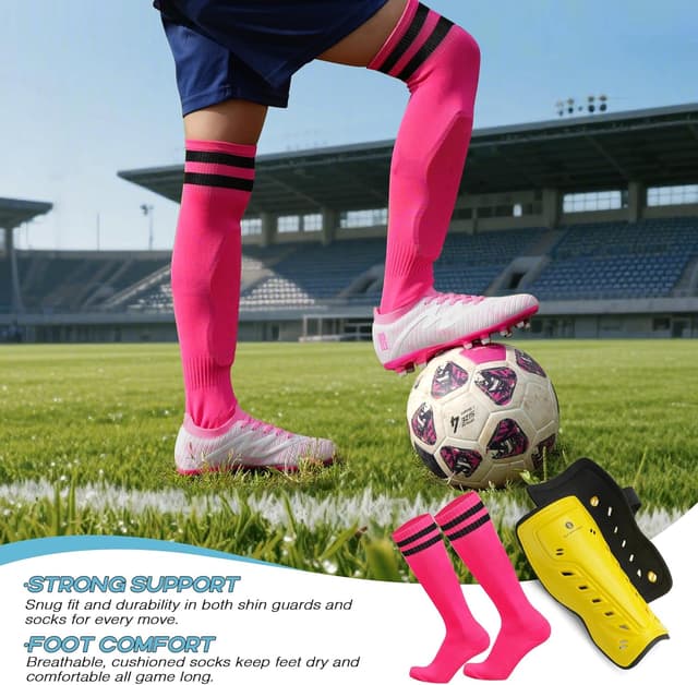 Detalle de brooman Kids Firm Ground Soccer Cleats with Shin Guards & Soccer Socks