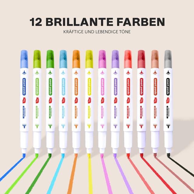 Detalle de SmartPanda Whiteboard Marker Set mit Doppelspitze (12 Farben) – abwischbar, non permanent