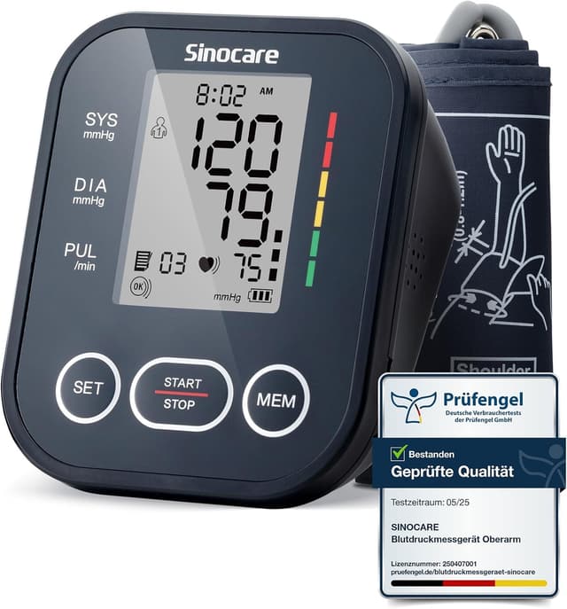 Detalle de sinocare Blutdruckmessgerät Oberarm 24–42 cm 📟