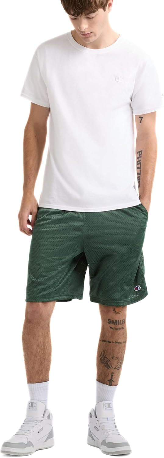 Detalle de Champion Men’s Mesh Gym Shorts — Lightweight Athletic Shorts (9" Inseam, Regular or Big & Tall)