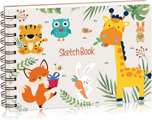 Detalle de Skizzenbuch A5 für Kinder (140 g/m²) mit Doppelspiralbindung – 60 Blatt / 120 Seiten, blanko