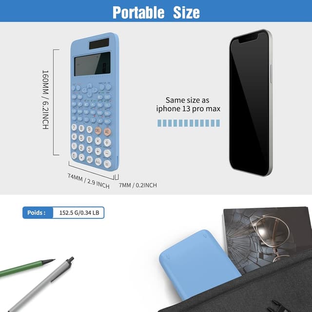 Detalle 2 de NEWYES Advanced Scientific Calculator for Exam (401 functions, 2-line display) – Blue