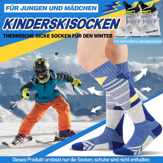 Detalle 2 de ANTSANG Kinder Merino Skisocken 3 Paar