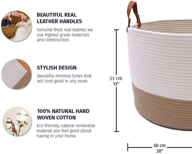 Thumbnail 1 de OrganiHaus Extra Large Cotton Rope Basket 50x33cm