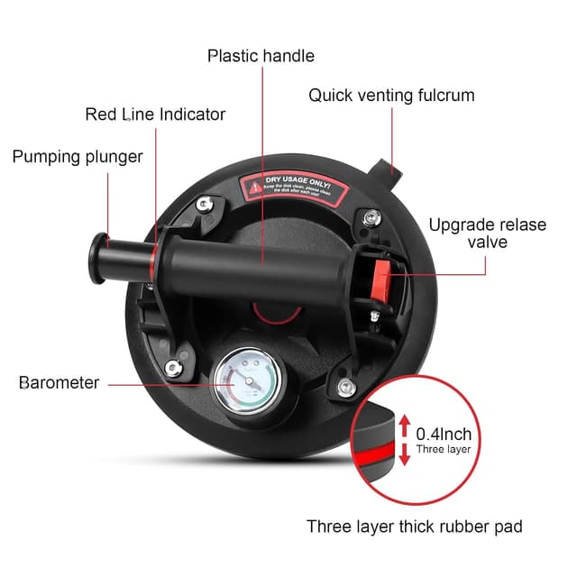 Thumbnail 2 de DEWINNER 8" Vacuum Suction Cup 660 lbs