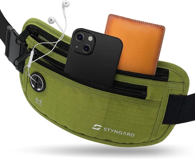 Detalle de STYNGARD Modell Madrid: flache Diebstahl- Bauchtasche mit RFID/NFC-Schutz für Reise & Sport