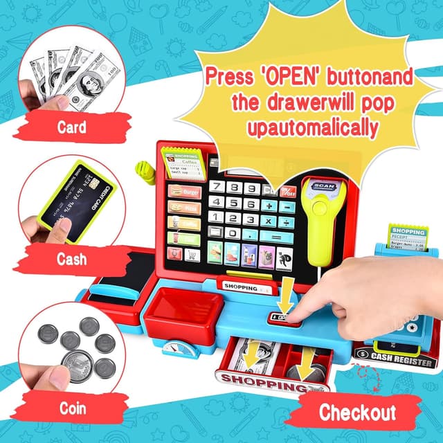 Thumbnail 4 de Joellfuner Caja Registradora Juguete con Escáner 🧾