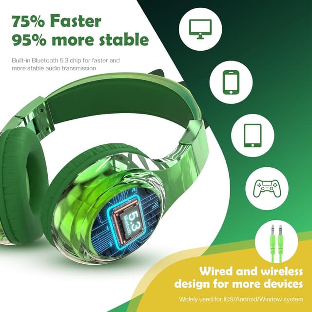 Thumbnail 4 de QearFun Kids Dinosaur Bluetooth Headphones