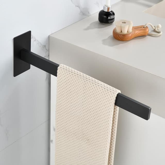 Thumbnail 6 de JS Edelstahl Handtuchhalter selbstklebend, doppelter Handtuchstange ohne Bohren für Bad & Küche (silber)