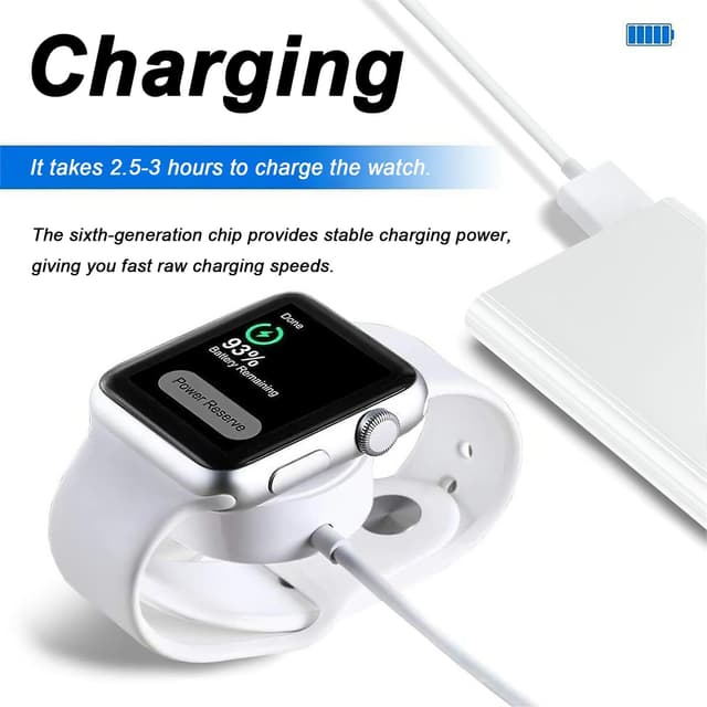 Detalle 2 de 2026 Upgraded Version USB-C Magnetic Wireless Fast Charger Cable (1m) for Apple Watch – MFi Certified