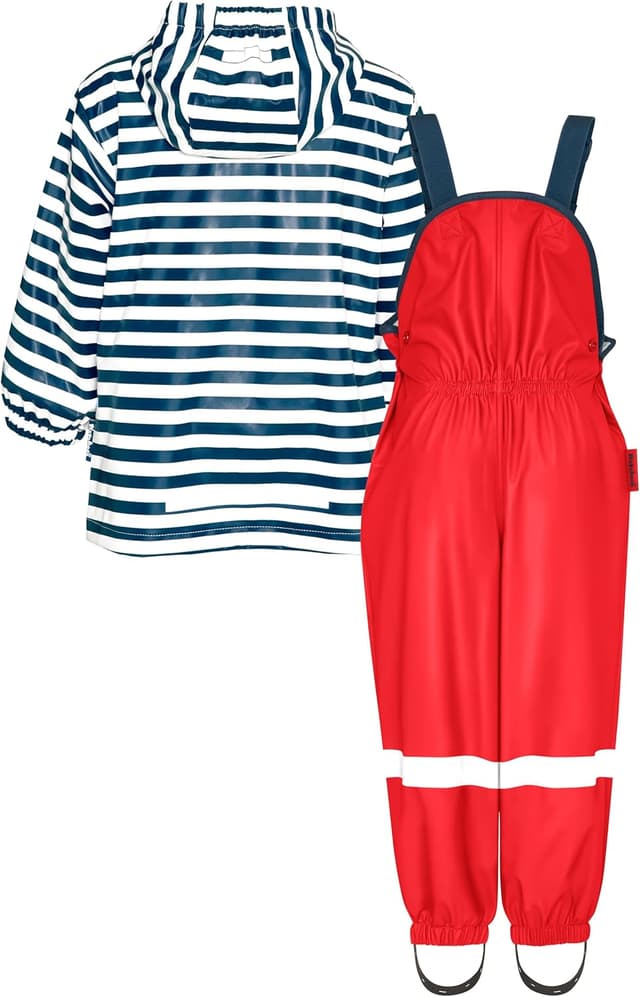 Detalle de Playshoes Unisex Kinder Regen-Set Regenlatzhose & Regenanzug (2er Pack) – wasserdicht für draußen