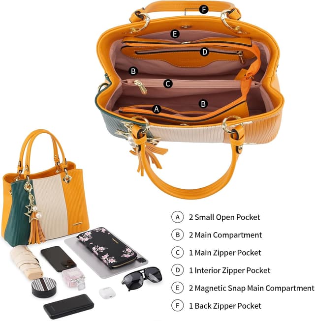 Detalle de Pomelo Best borsa a mano da donna a righe multicolore con frange e tracolla